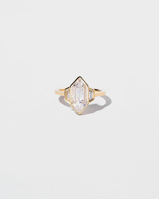 Hexagonal Step Cut Diamond Line Cluster Ring front facing