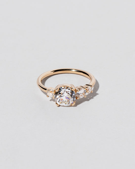 Old European Cut Diamond Line Cluster Ring front facing