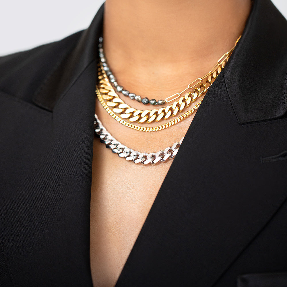 Mociun Tapered Flat Curb Chain Necklace