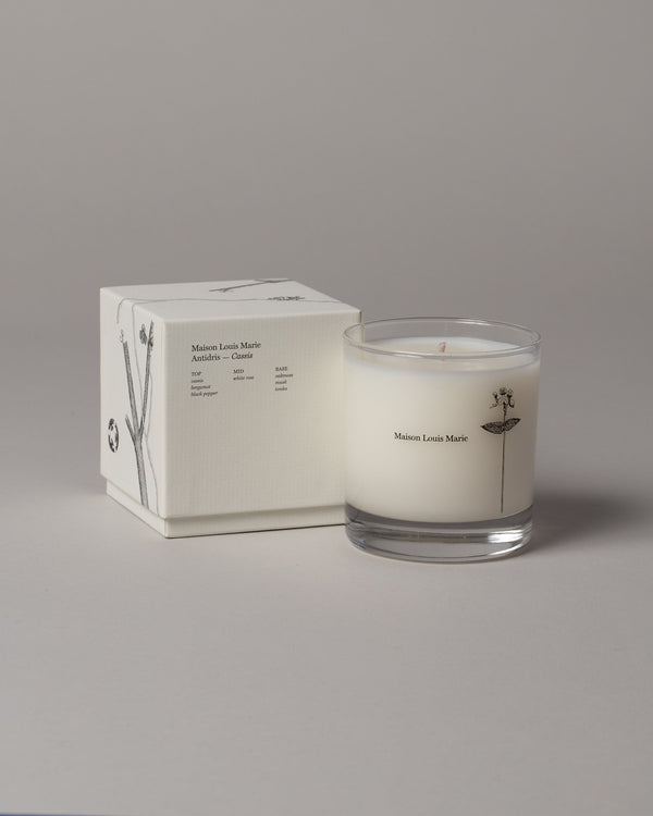 Maison Louis Marie Collection Cassis Candle and packaging on a neutral-light background.