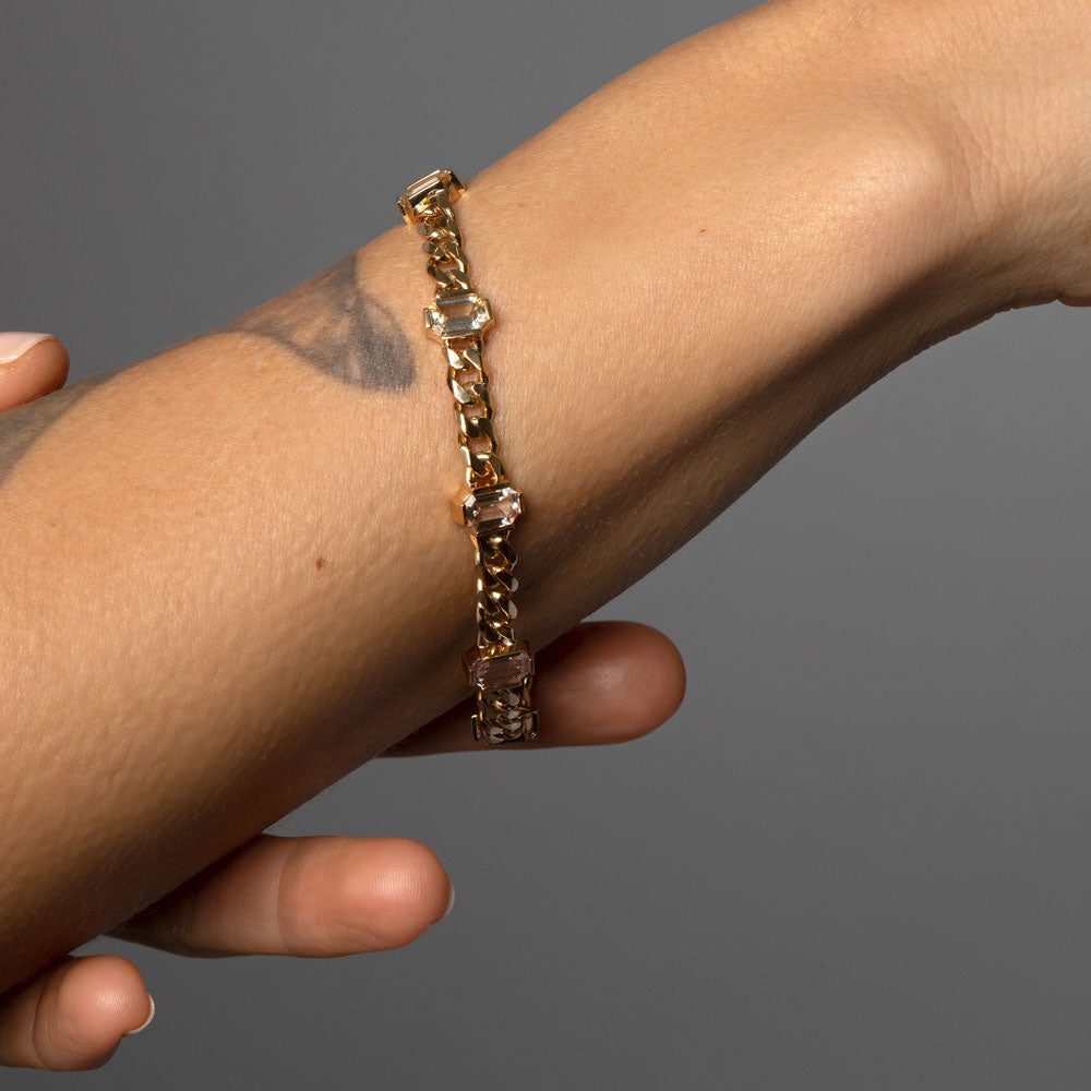 product_details::Envelop Bracelet on model.