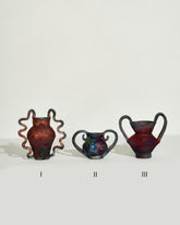 Emily Mullin I Mini Vessel, Emily Mullin II Mini Vessel and Emily Mullin III Mini Vessel from left to right on light color background.