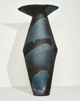 Emily Mullin Indigo Raku Vessel III on light color background.