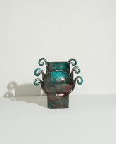 Emily Mullin Turquoise and Copper Vessel II on light color background.