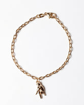 I Love You Sign Language Charm and Bracelet Short Loop Chain on light color background.