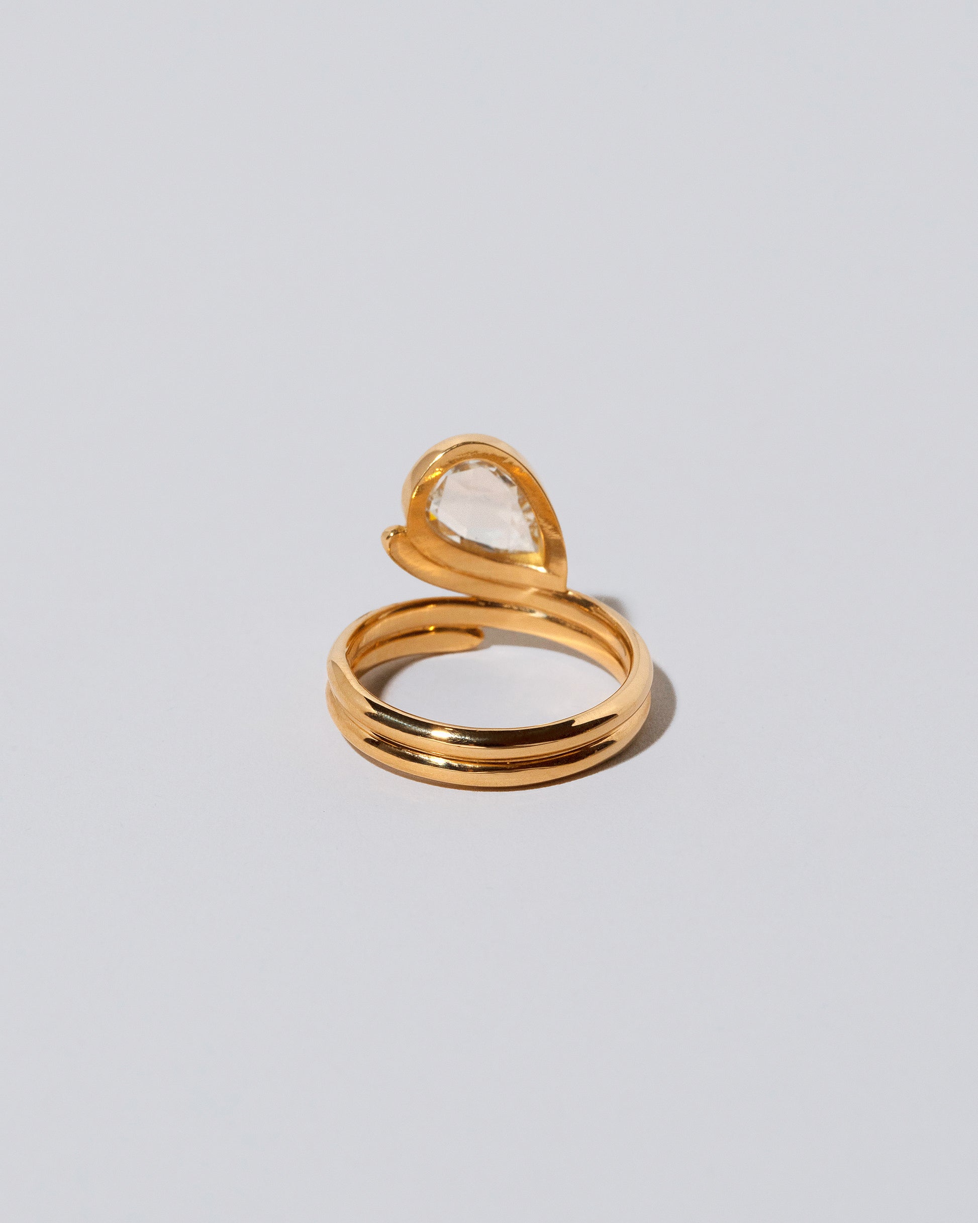 View from the back of the Diamond Light Cutter Ring on light color background.