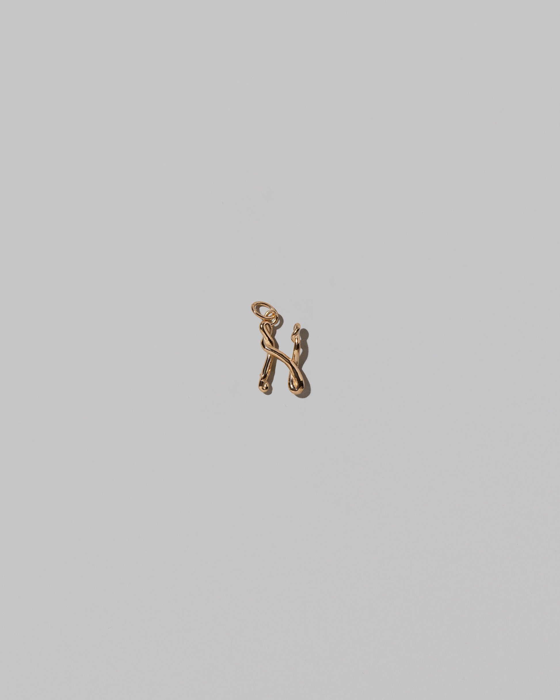CRZM Mini Letter N set in solid gold on light color background.