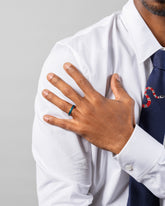 Gold 4mm Enamel Band in Veridian on male model.