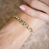 product_details::Identity Chain Bicolor Sapphire Bracelet 003 on model.