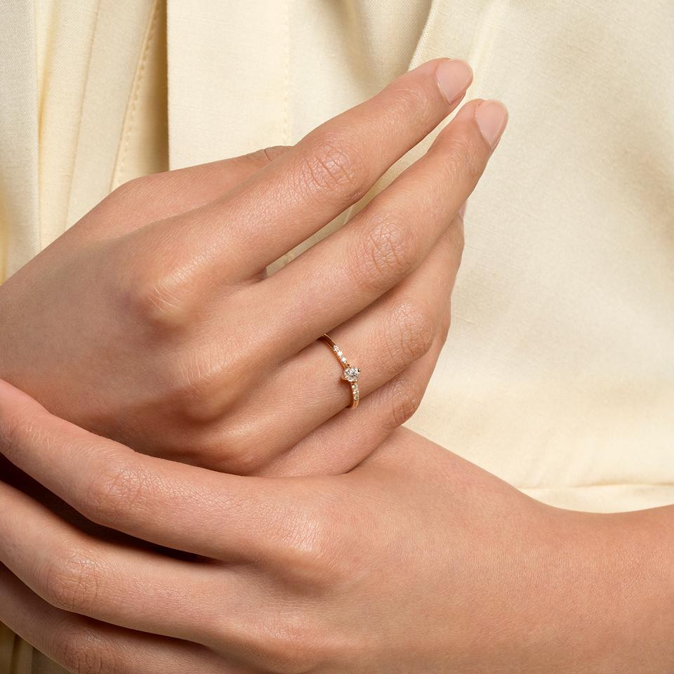 product_details::Mini Compass Rose Ring on model.