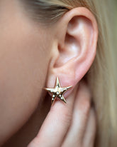 Verve Interstellar Stud Earrings on model.
