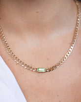 Identity Chain Bicolor Garnet Necklace 001 on model.