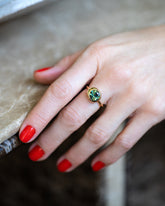 Bicolor Sapphire Grand Level Ring on model.