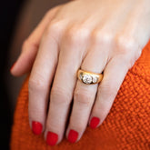 product_details::Diamond Saturn Ring on model.