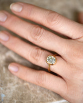 Geyser Diamond Ring 006 on model.