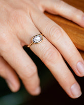 Bicolor Sapphire Gusher Ring on model.