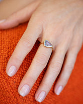 Gusher Blue Sapphire Ring 056 on model.