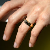 product_details::Half Moon Ring on model.