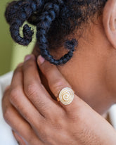 White Diamond Lifecycle Ring on male model.