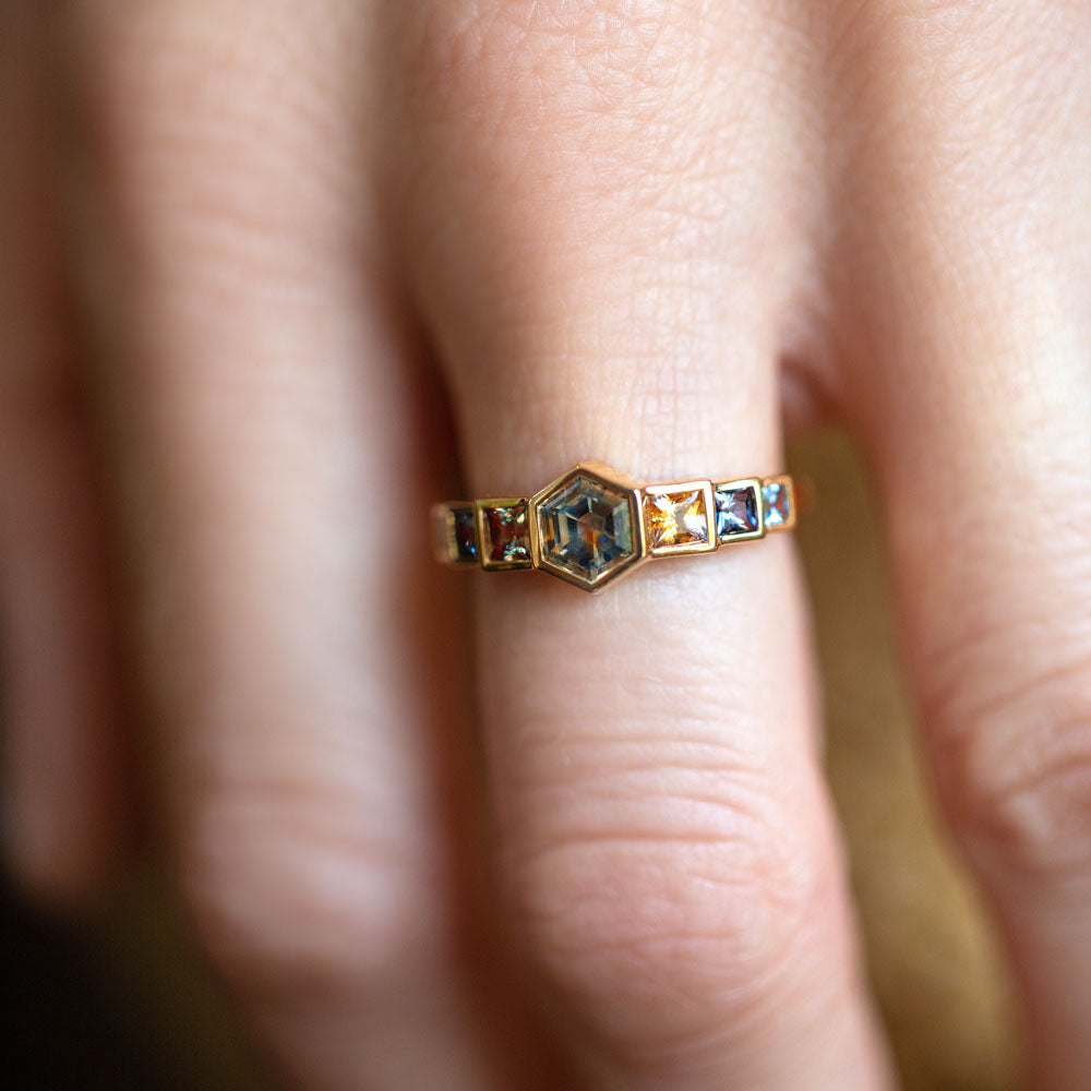 product_details::Nerine Ring on model.