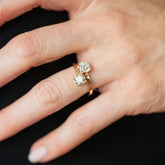 product_details::Champagne & White Diamond Union Ring on model.