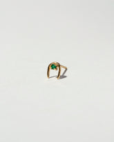 Emerald Moon Catcher Stud Earring Single on light color background.