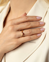 A past version of the past versionSapphire Wild Poppies Band on model.