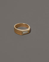 View from the side of the Joviality Ring on grey color background.