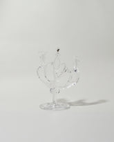 Silje Lindrup Three Glass Candelabra on light color background.