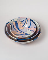 Slush Club Medium Nerikomi Bowls No. 103 on light color background.