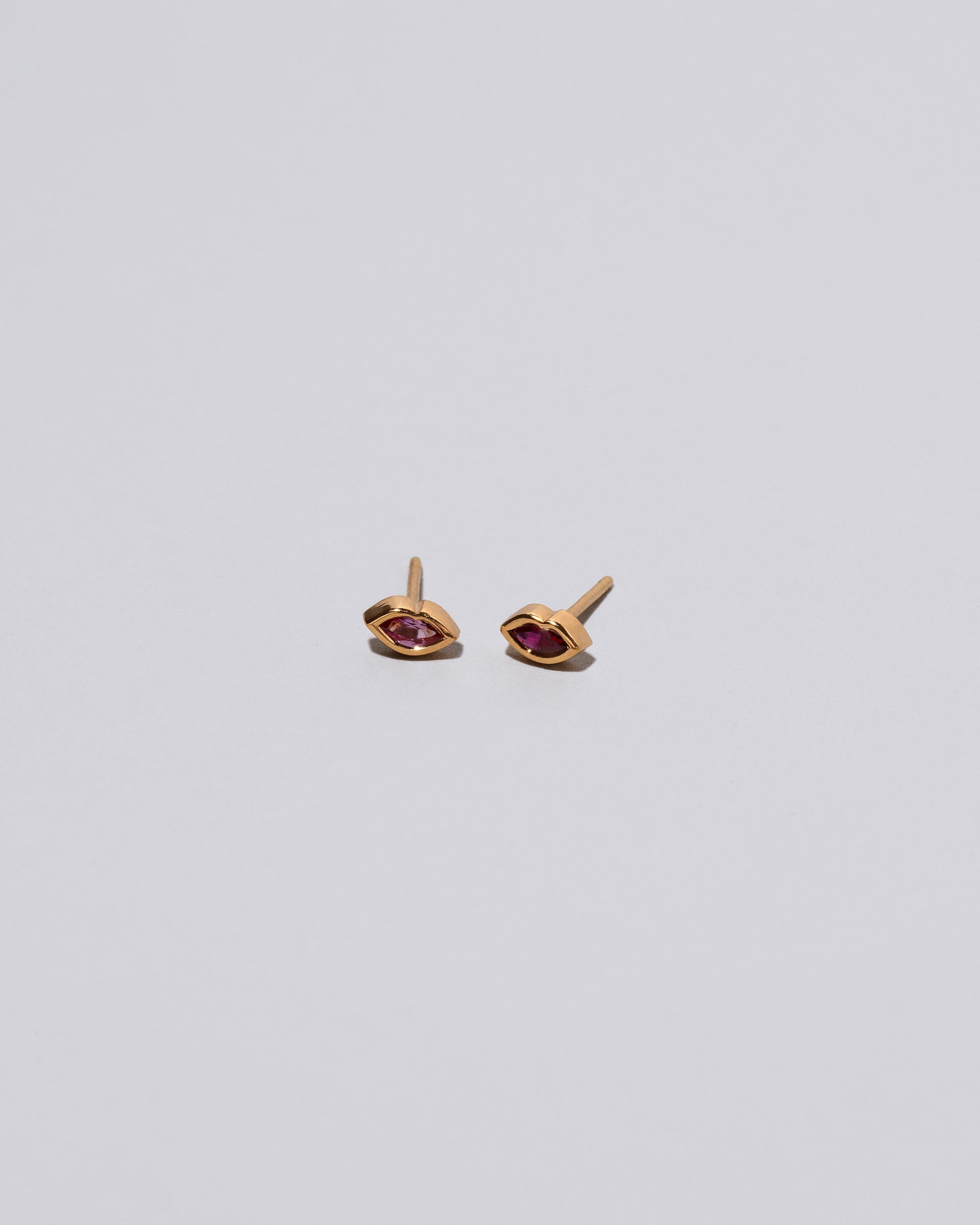 Mismatch Pink #4 Sweet Little Kiss Stud Earrings on light color background.
