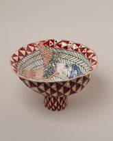 Closeup details of the Suzanne Sullivan Came To The Conclusion Footed Bowl on light color background.