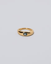 Blue Sapphire Venus Ring on light color background.
