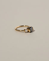 Black and White Diamond Ring on light color background.