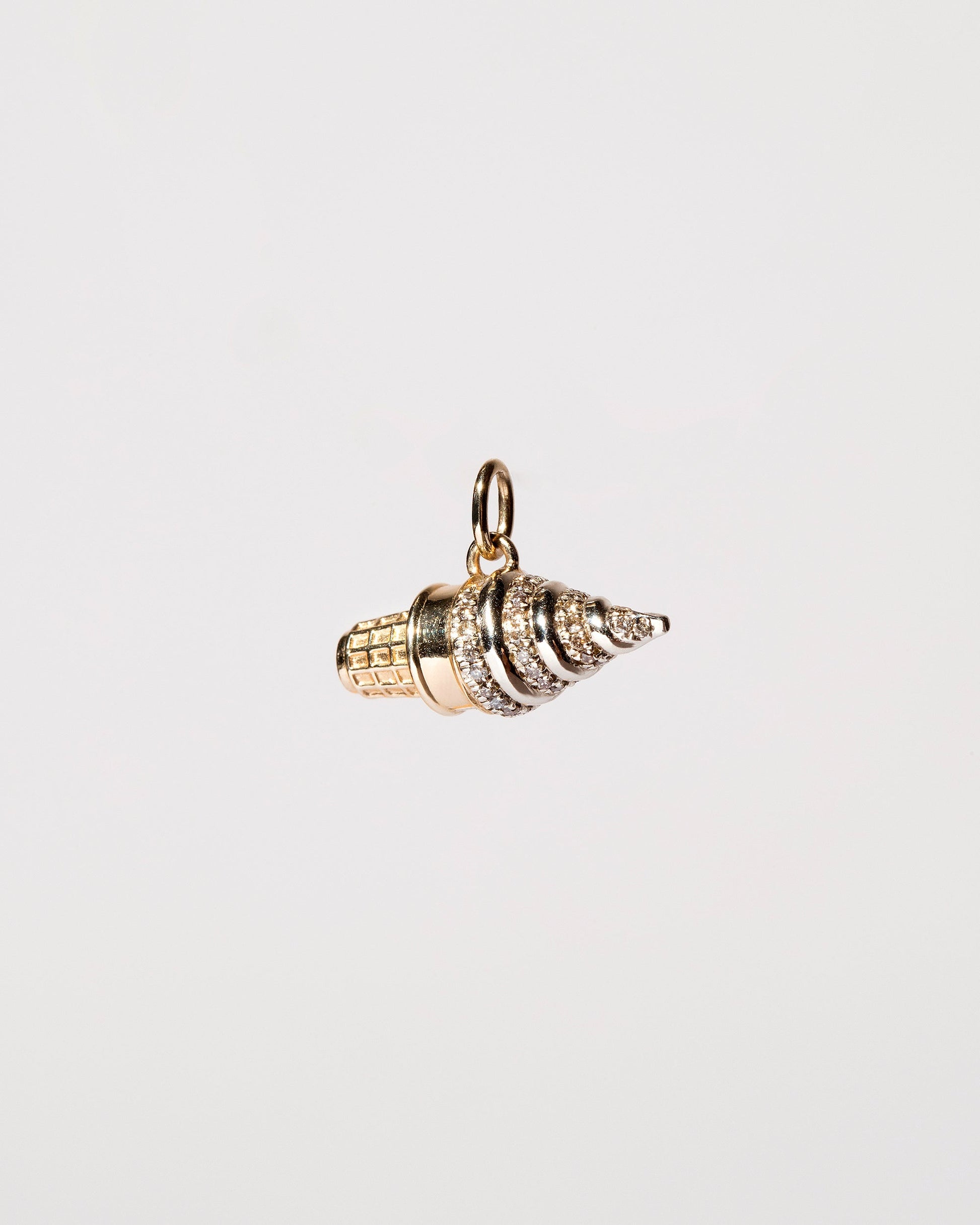 Chocolate & Vanilla Swirl Soft Serve Charm - Final Sale on light color background.