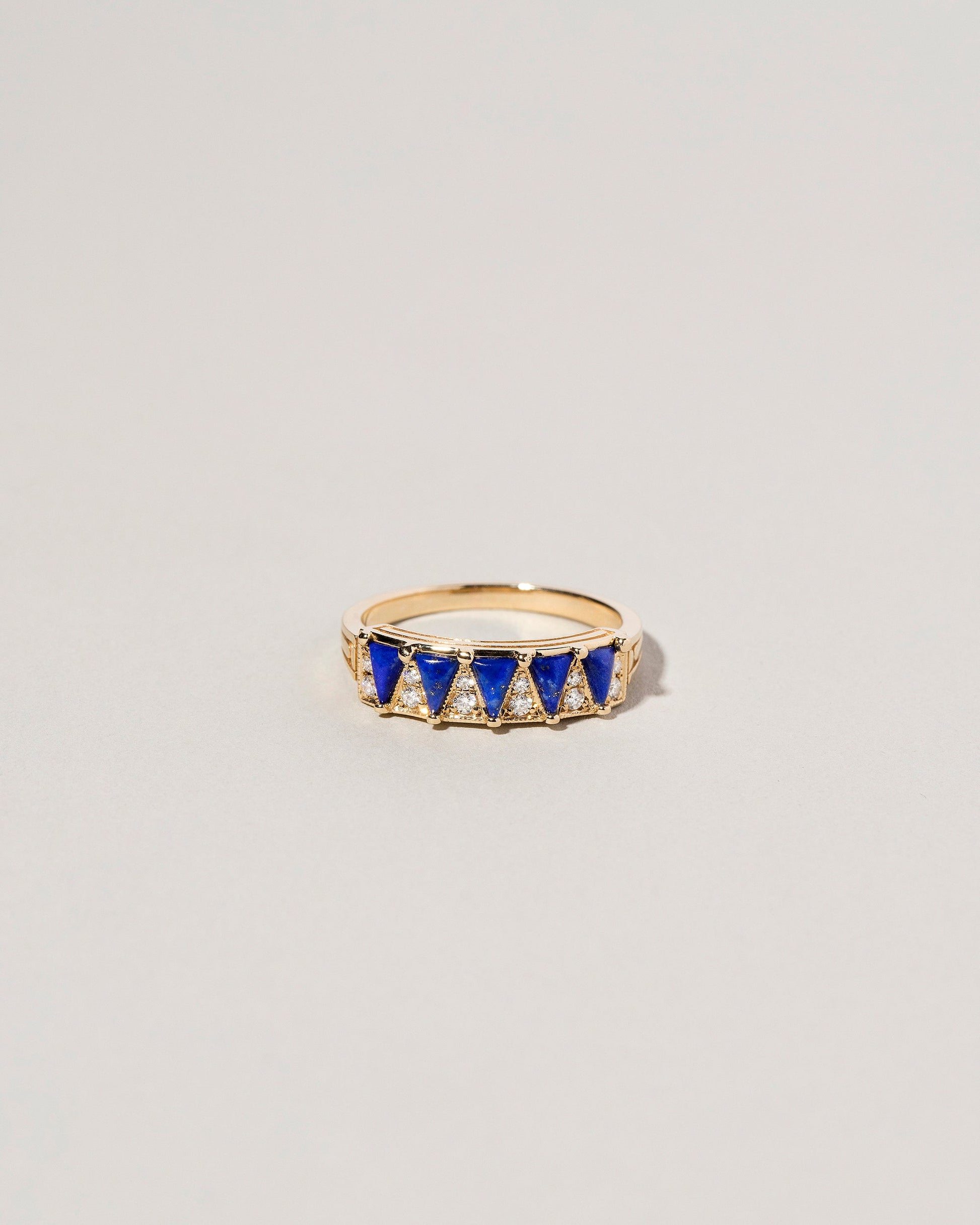 Five Triangle Ring - Lapis on light color background.