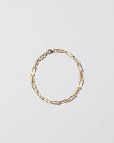 Long Oval Chain Bracelet on light color background.