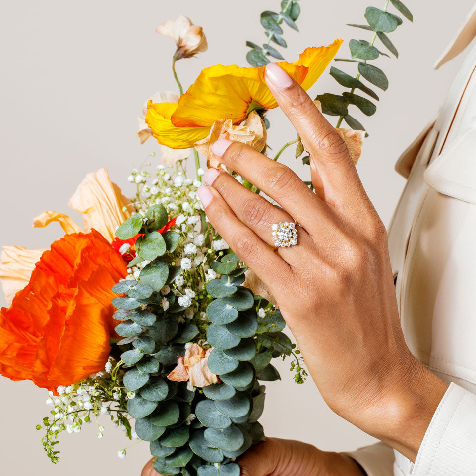 product_details::Snowflake Ring on model.