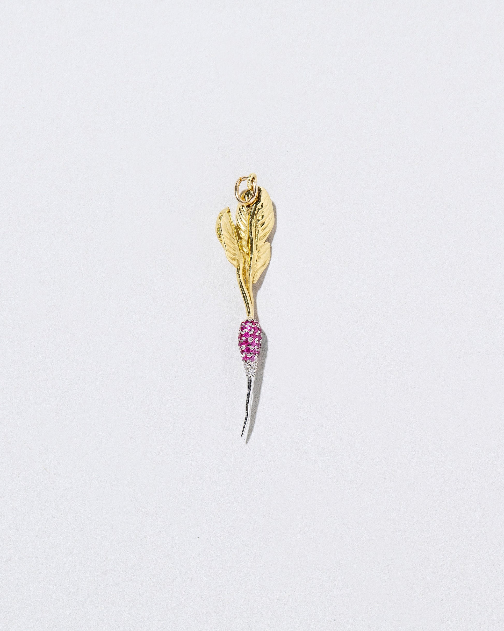 French Breakfast Radish Charm on light color background.