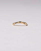 Gold Black Diamond Five Stone Low Peak Band on light color background.