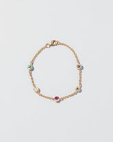Birthstone Bracelet - Five Bezels on light color background.