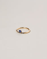 Stacked Ring - Sapphire & Black Diamond on light color background.