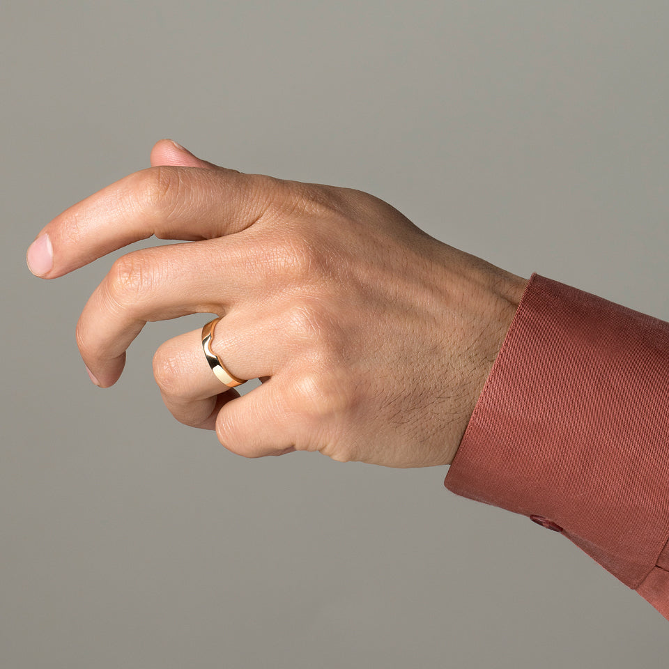 product_details::Half Moon Notch Band - 4mm on model.