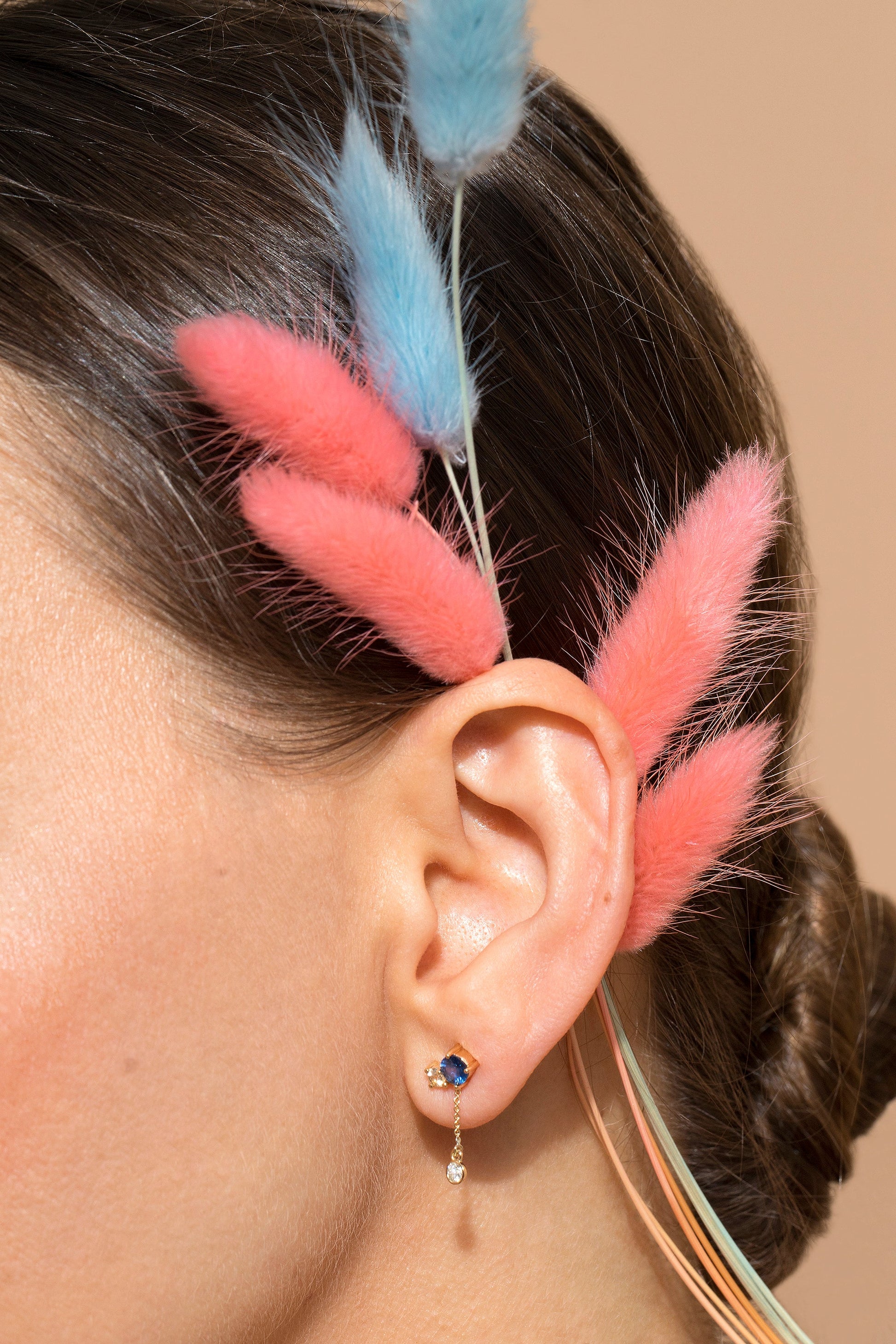 Aster Earrings on model.