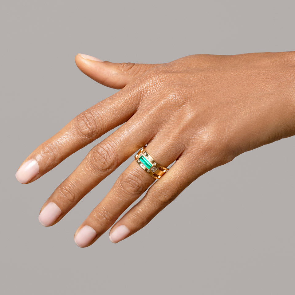 product_details::Sleeping Figure Ring on model.