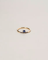 Stacked Ring - Sapphire & Black Diamond on light color background.