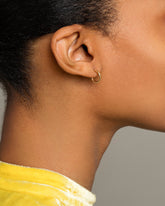 Abacus Hoop Earrings on model.