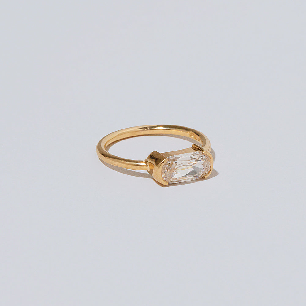 product_details::Closeup details of the Passé Ring on light color background.