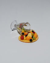 Spills Fruit Cocktail Dessert Spill on light color background.