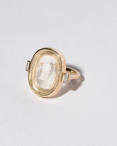 Closeup details of the Passion Intaglio Seal Ring on light color background.